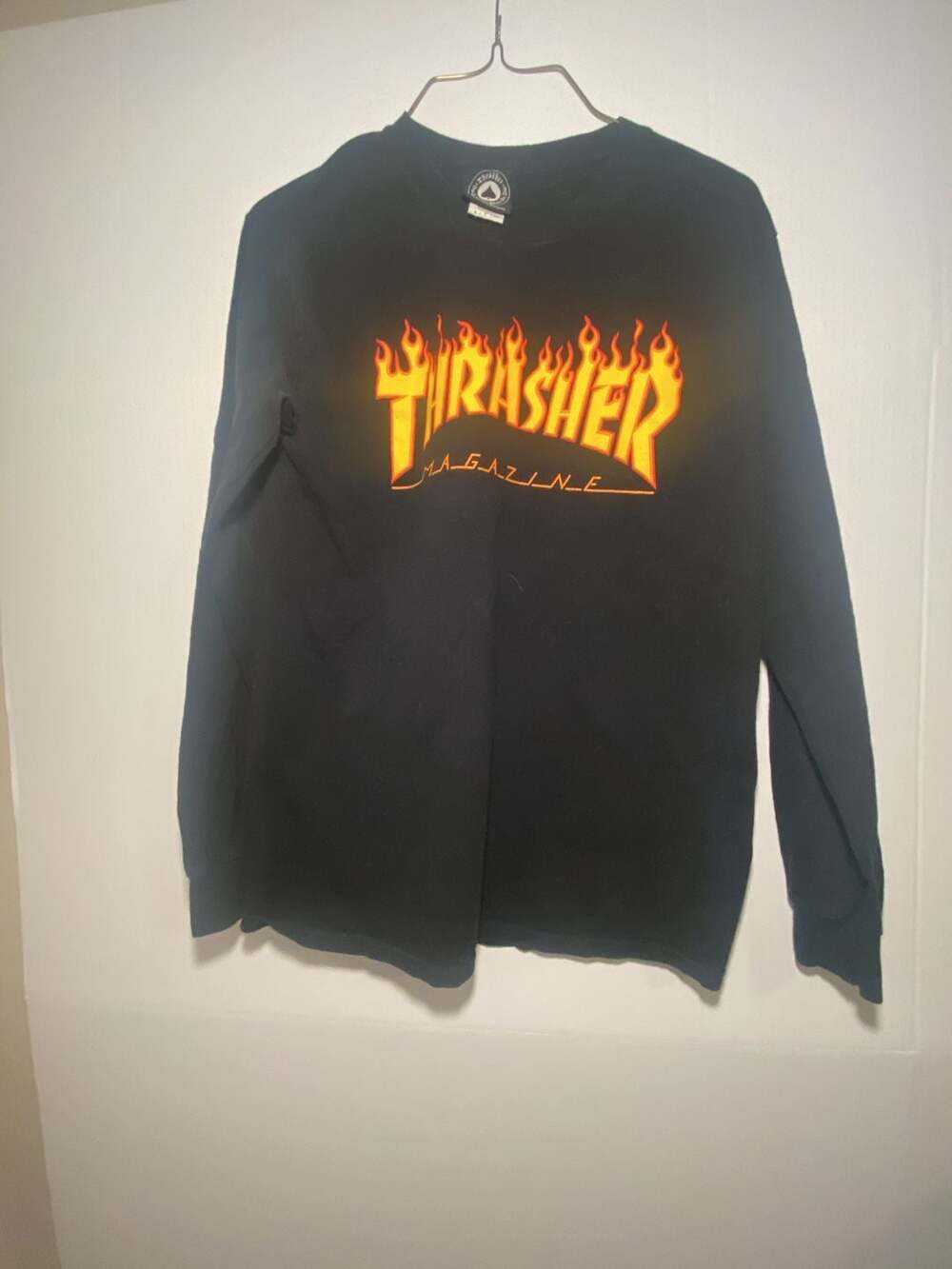 Thrasher Magazine Flame Logo Long Sleeve T-Shirt in Black